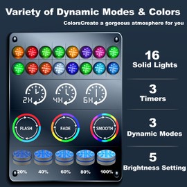 XQDUPDA Submersible LED Lights with Remote 16 Colors IP68 Waterproof Underwater Pool Lights for Inground Pool Above Ground Battery Operated Controlled Pool Pond Decoration 1 Pack