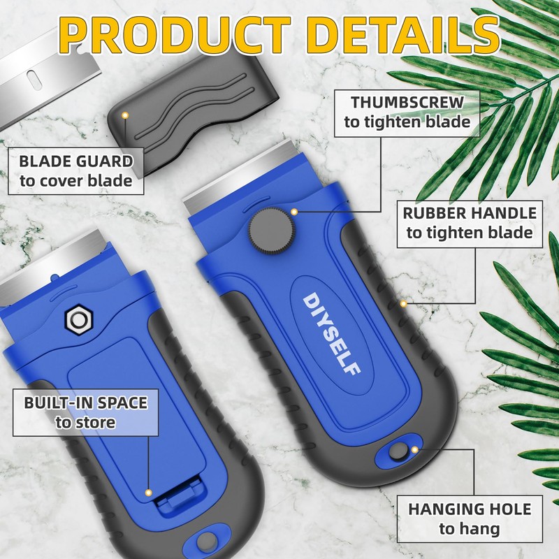 DIYSELF 1 Pack Razor Blade Scraper, Glass Scraper with Extra