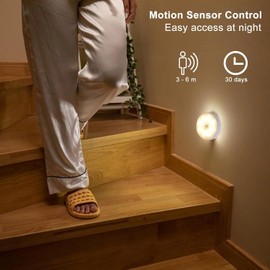 LED Puck Lights with Remote, 3 Color Under Cabinet Puck Lights, USB Rechargeable Under Counter Lamp, Wireless Motion Sensor Light, Stick on Magnetic Tap Lamp for Kitchen Bedroom