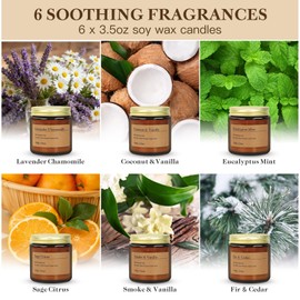 6-Pack Scented Candles for Home, 3.5 Oz Soy Wax Candles Gift Set with Lavender Chamomile & Eucalyptus Mint for Brithday Gifts Women, HomeMeditation & Spa