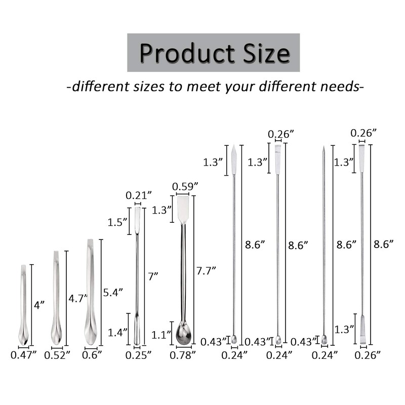14Pcs Stainless Steel Lab Spatula Micro Scoop Reagent Laboratory Mixing