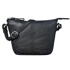 STILORD 'Leila' Mini Handbag Women's Leather Vintage Shoulder Bag Small for Festival Disco Party XS Crossbody Bag Modern for Women Genuine Leather, black, shoulder bag