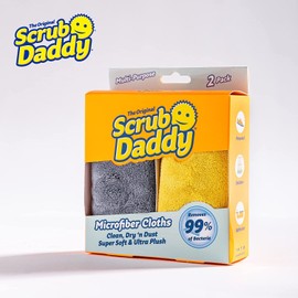Scrub Daddy Microfiber Cloths - All Purpose Super Soft & Ultra Plush Microfiber Towels - Contains Grey & Yellow Cleaning Rags (2 Pack)