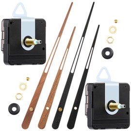 Jadive 2 Pcs High Torque Long Shaft Clock Movement Mechanism with Wooden Clock Hands for DIY Repair Parts Replacement(Fit for 16'' Clock, 30 mm Shaft)