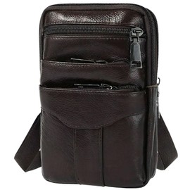 X-cross Cross Cross Smartphone Pouch, Shoulder Bag, Men's, Outdoors, Leather, Synthetic Leather, Cross-body, Shoulder Hanging, Simple, Wallet, Adult, Braun