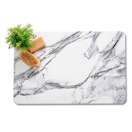 Plentio Stone Bath Mat, Non-Slip Natural Diatomaceous Earth Bath Mat, 23.5" x 15.5" Super Absorbent Quick Drying, Multifunctional Bath Stone Mat, Easy to Clean, Ivory-Marble