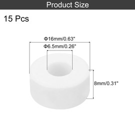 MECCANIXITY 15 Pcs Ceramic Washers, 6.5 x 16 x 8mm Round Flat Washers Heat Resistant Insulated Protection Spacer for Cable Bundle, Wire Protection