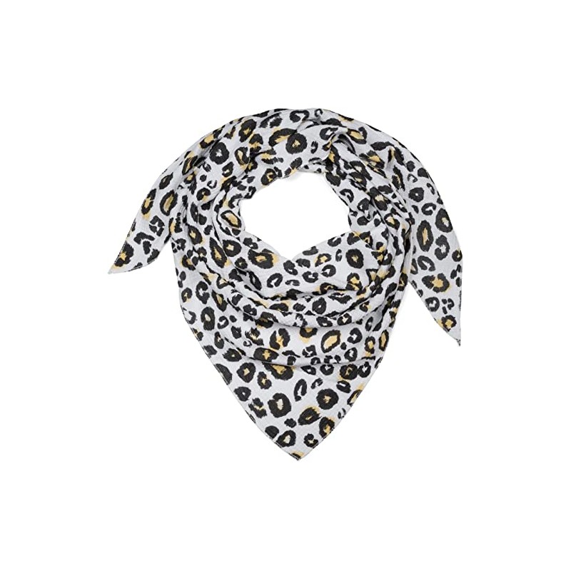 styleBREAKER 01020045 Women's Cotton Muslin Triangle Scarf with Leopard Pattern,