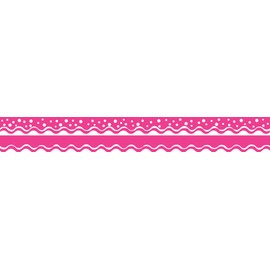 Barker Creek Double-Sided Scalloped Border, Happy Hot Pink, for Bulletin Boards, Reception Areas, Halls, Break Rooms, Office, School, Home Learning Decor, 2.25” x 39’ (996)