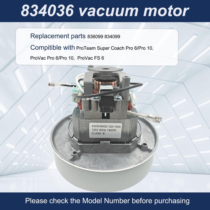 834036 120V Vacuum Motor for ProTeam Backpack Shop Vac Motor,