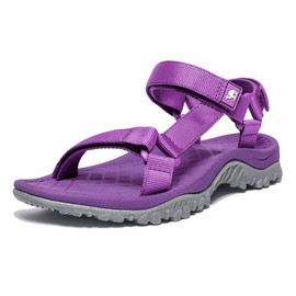 CAMEL CROWN - Sandalias deportivas de senderismo para mujer, sandalias de agua antideslizantes cómodas, sandalias atléticas para exteriores, Púrpura, 11