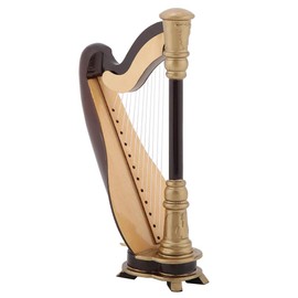Miniature Harp Classical Wind Up Harp Wooden Miniature Harp Replica Musical Model with Gift Case Stand for Musical Gifts Dolls Accessories Collections Decor Ornaments