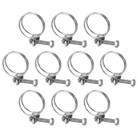 sourcing map 10Pcs Double Wire Hose Clamp, 28-32mm Adjustable Stainless Steel Wire Hose Clips with M6 Bolt for Dust Collection Hose, Pump Hose Pipe