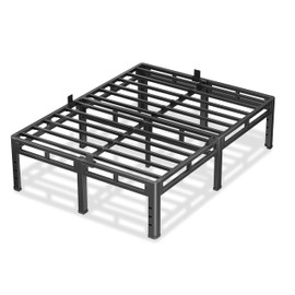 NKZ 18 Inch Queen Size Bed Frame, Metal Bed Frame & Box Spring 2 in 1 Platform with Round Corner Legs, 4000Lbs Heavy Duty Metal Frame, Mattress Slide Stopper, Headboard Hole, Noise-Free, Easy Assembly