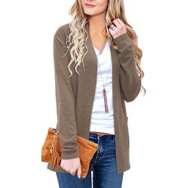 ULTRANICE Cardigan Sweaters Womens Fall Fashion 2024 Lightweight Long Sleeve Casual Business Outfits Clothing Knit Tops Clothes Summer Winter Work Trendy Dressy Cover Up Pocket Coffee