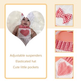 Jastore Newborn Photography Prop Baby Chef Outfits Baby Photo Outfit Baby Chef Costume Chef Hat Apron (Girl Plaid, 6-24 Month)