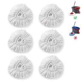 BonusLife Refill for O-Ceda EasyWrin Spin Mop Head 1-Tank System Only, 6 Refills