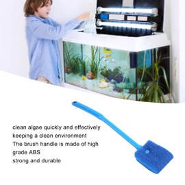 TYTOGE Aquarium Cleaning Brush, Double Sided Sponge Brush with Long Handle Seaweed Scraper for Aquarium with Hanging Holes for Aquarium Acrylic Glass(Blue)