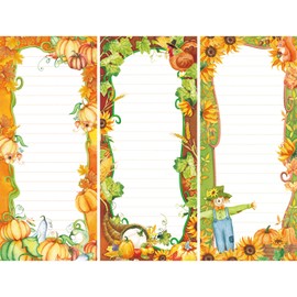 Whaline 3Pcs Fall Magnetic Notepads Thanksgiving List To-Do Paper Pad Autumn Grocery Shopping List Scarecrow Pumpkin Pattern Momo Notepad for Fall Harvest Fridge Reminder Scratch Pad, 7.5 x 3.2 Inch