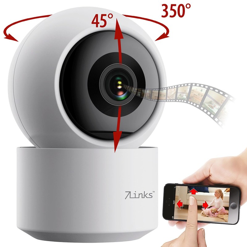 7links Indoor WiFi Camera: Set of 4 2K Pan-Tilt Surveillance