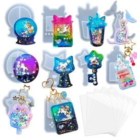 Resin Shaker Molds Set Game Consoles, Bottle, Cat's Paw, Crystal Ball 10 Silicone Trays with 5 Seal Films
