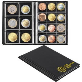 Uncle Paul Coin Collection Book Holders for Collectors, 12 Mixed Pages 108 Pockets Coin Collecting Album Storage Organizer Supplies CS01S1BK