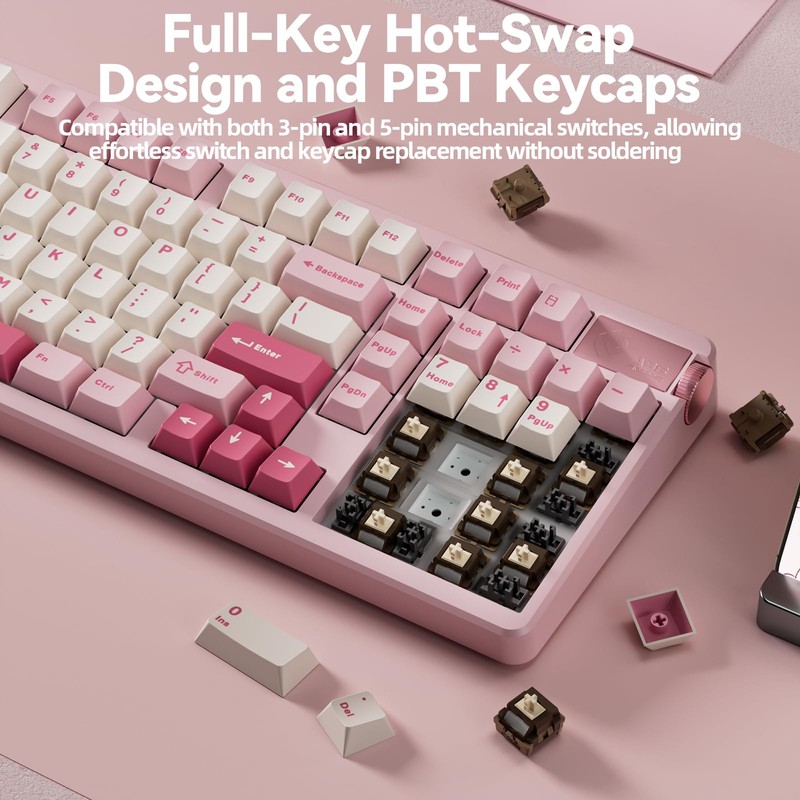 LEOBOG A98 Wireless Mechanical Keyboard, Tri-Mode BT5.0/2.4GHz/USB-C, Creamy Keyboard with