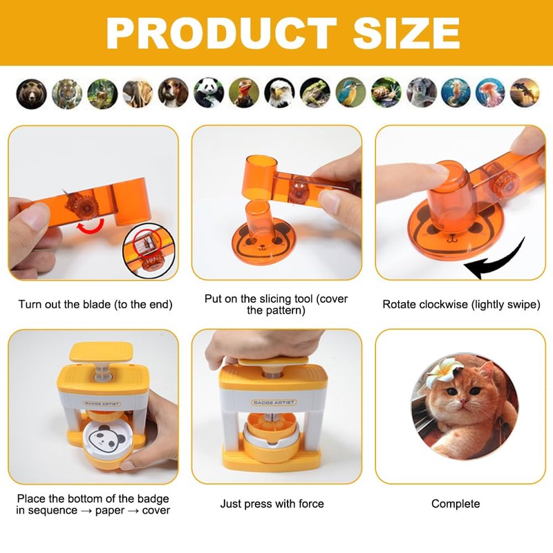 XPJBKC Button Maker, 55 mm (2.16 Inch) Button Machine, Pin