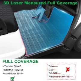 LEAPGOMAX Yamaha Drive2 Golf Cart Floor Mat, Full Coverage Golf Cart Floor Mat Replacement for Yamaha Drive2 Models Only (2017-2023) & UMAX Rally 4x4-Red Trim