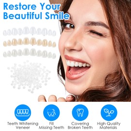 Tooth Repair Kit, Temporary Natural Shade for Filling The Gap, Moldable Thermal Beads Replacement Kit, Replace The Missing or Broken Tooth, Fake Teeth Replacement Kits - 6PCS (White & Khaki)