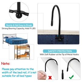 Loghot Bedside Caddy/Bedside Storage Bag Hanging Organizer for Bunk and Hospital Beds,Dorm Rooms Bed Rails,Can be Placed Glasses,Books,Mobile Phones,Keys (2pc Navy Blue)