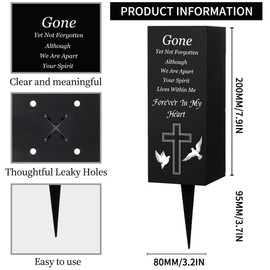 WEBEEDY Cemetery Vases Metal Cemetery Vases Flower Holder with Spikes Pigeons Cross Pattern Grave Memory Sign Cemetery Memorial Decorations for Loss of Lover,Father's Day,8x20 cm(Forever in My Heart)