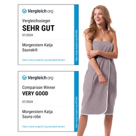 Morgenstern Saunakilt Katja Women's Sauna Towel with Button and Pocket Towel with Elastic Band Taupe