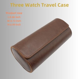 HUYUTAWE Watch Travel Case Portable Organizer - Luxury Watch Roll Travel Box Recycled Leather Watch Storage and Display for Men and Women (WCASE-1-VintageBROWN)