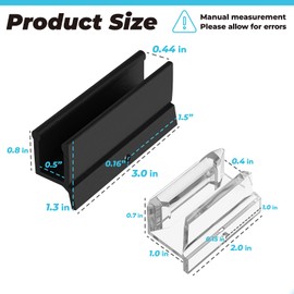 Shower Door Track Guide with Screw for Sliding Shower Doors, Black 1/2" W x 3" L for Glass Shower Door Plastic Guide,3/8" Channel Clear Acrylic Frameless Door Track Guide for Bathtub Glass Shower Door