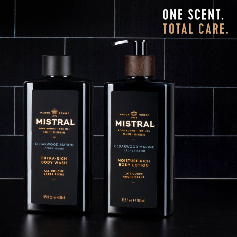 Mistral Cedarwood Marine Body Lotion for Men | Moisture-Rich Body