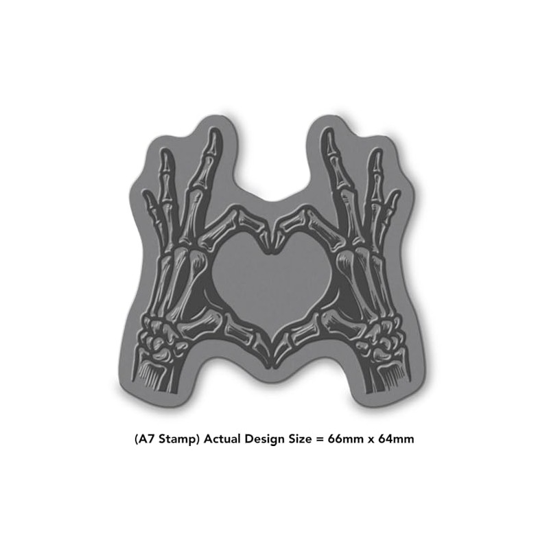 'Skeleton Hands Heart Sign' Rubber Stamp - Unmounted Design for