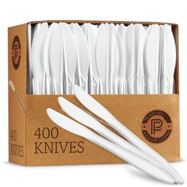 PLASTICPRO Cutlery 800 Mediumweight White Disposable Plastic Knives