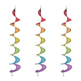 Relaxdays, Set of 3 Rainbow Wind Spirals, Hanging, H x D: 137 x 24 cm, Decorative Wind Chime Garden & Balcony, Colourful