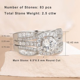 Newshe Jewellery Wedding Rings for Women AAAAA Cz Engagement Bridal Band Set 925 Sterling Silver Enhancers and Wraps Size 5