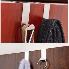 LIDOUK Over The Door Hooks Stainless Steel Over Cupboard and Drawer Hooks for Kitchens and Bathrooms