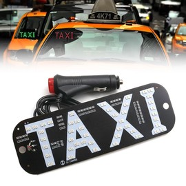 Juren Taxi Light, Taxi LED Sign Decor, 2 Color Changeable Taxi LED Light Logo, Flashing Hook on Car Window with DC12V Car Charger Inverter for Driver (Red and Green)