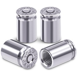 MEAJOO 4PCS Bullet Shell Tire Valve Stem Caps, Aluminum Alloy Car Air Stem Cap, Universal Dustproof Tire Valve Stem Covers for Cars, SUV, Trucks, Bikes, Motorcycles, Bicycles (Silver)