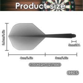 Pack of 9 Dart Flights with Shaft, Flights Darts Fusion Soft Darts, Dart Shafts Made of Flex Plastic, Standard 4 Blade Darts Flights with Shaft, Fixed Darts Accessories, for Assist Darts, Stable