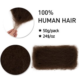 FASHION IDOL Afro Kinkys Bulk Human Hair for Dreadlock Extensions Loc Repair Braiding Twist Afro Kinky Human Hair for Locs 1 Pack 50 Gram 1.8 Oz One and Three Pack for Sale