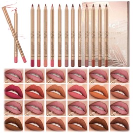 Matte Lipstick and Lip Liner Set - 12 Smooth, Long-Lasting Colors for High Pigment, Natural Makeup. Creamy and Plumping Lip Pencils - Perfect for Precise and Defined Lip Looks