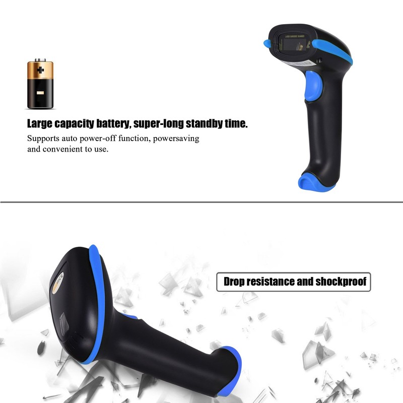 WoneNice 2.4G Wireless Barcode Scanner – 1D Handheld Cordless Barcode