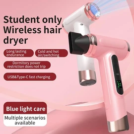 Vikye Cordless Hair Dryer,15000mAh Rechargeable Hair Dryer,3 Adjustable Cold Hot Wind,200W Battery Operated Hair Dryer for Travel Camping