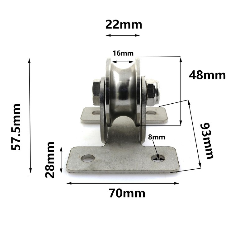 Heyous Bearing Four Hole Pulley Stainless Steel Roller Track Fixed