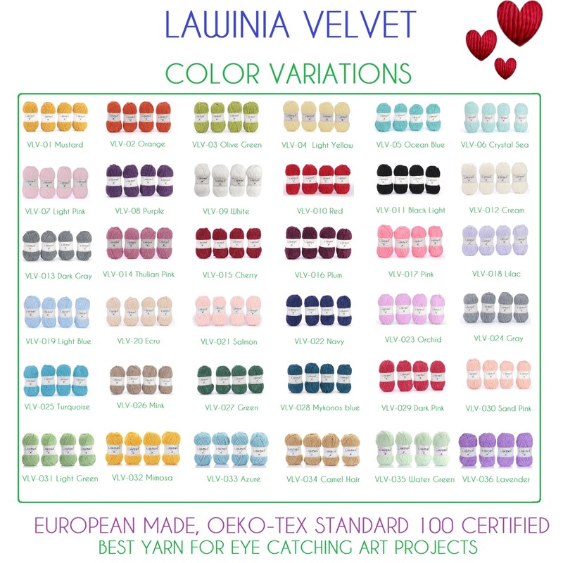 LAWINIA - Velvet Premium Soft Chenille Yarn Chunky, Velvet Yarn